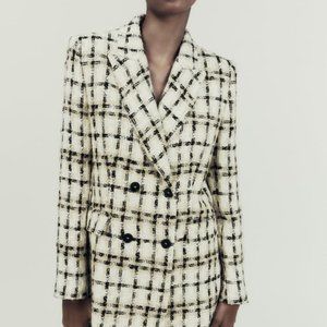 Textured Weave Zara Plaid Tweed Jacket and Short Set